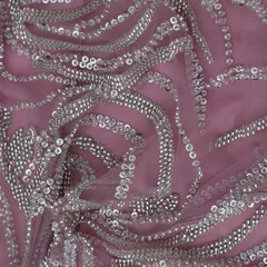 Lavender Purple Heavy Sequins Embroidery Net