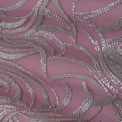 Lavender Purple Heavy Sequins Embroidery Net