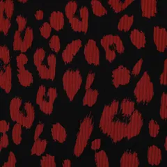 Black and Red Print Satin Crush Fabric