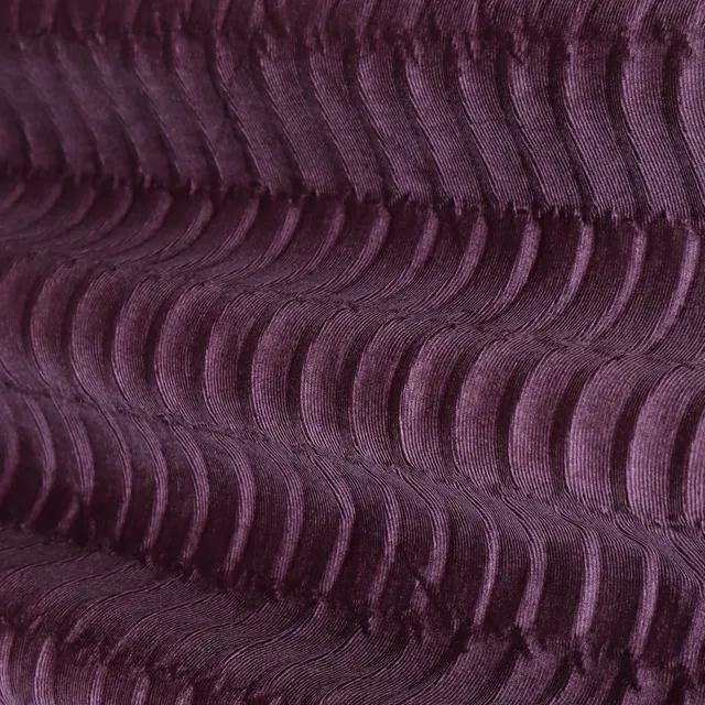 Mauve Purple Stripe Velvet Lycra Fabric