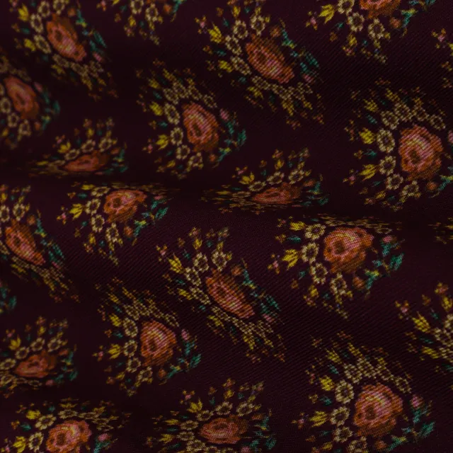 Brown Floral Print Pashmina Fabric