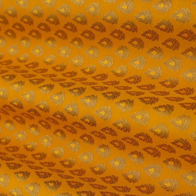 Mustard Yellow and Gold Weave Semi Brocade