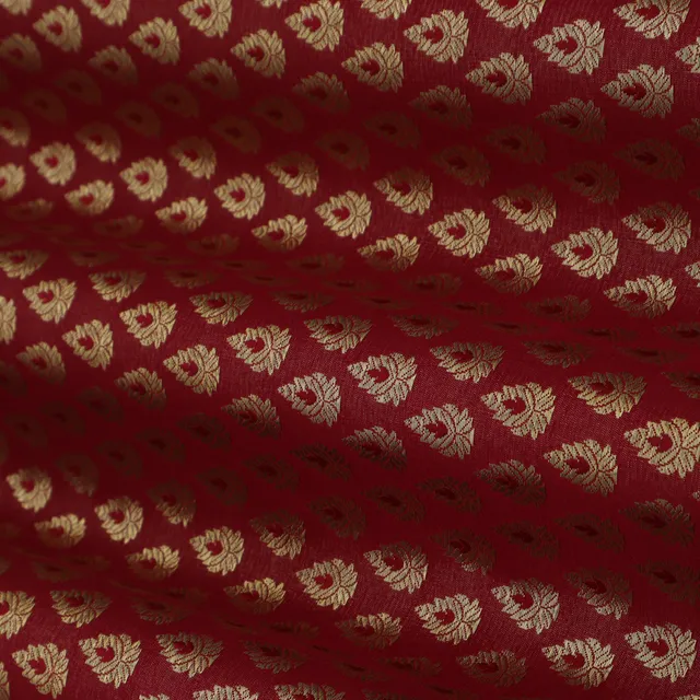 Brick Red and Gold Weave Semi Brocade