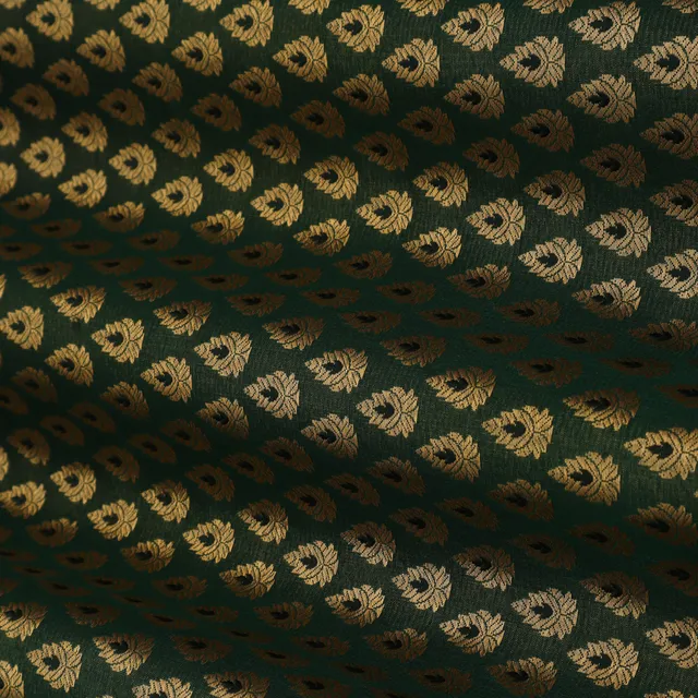 Moss Green and Gold Weave Semi Brocade