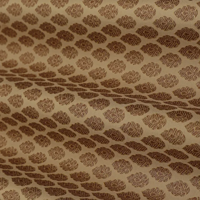 Beige and Gold Zari Embroidery Weave Brocade