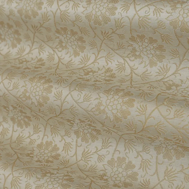 Pure White and Gold Weave Brocade