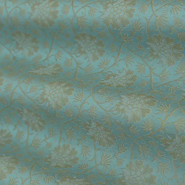 Baby Blue and Gold Weave Brocade