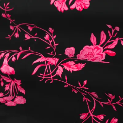 Black and Pink Pattern Print Crepe Fabric