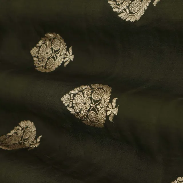 Steel Grey Gajji Silk Jacquard Fabric