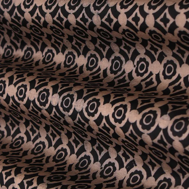 Black and White Kora Silk Print Fabric