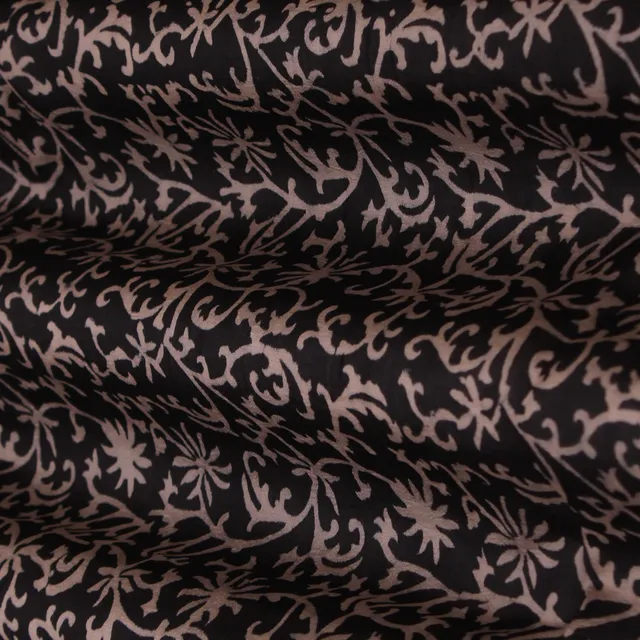 Black and White Kora Silk Print Fabric
