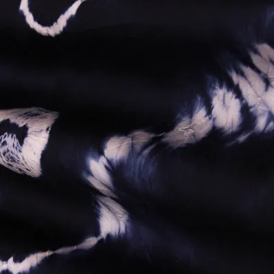 Navy Blue Tie Dye Embroidery Satin Silk Fabric