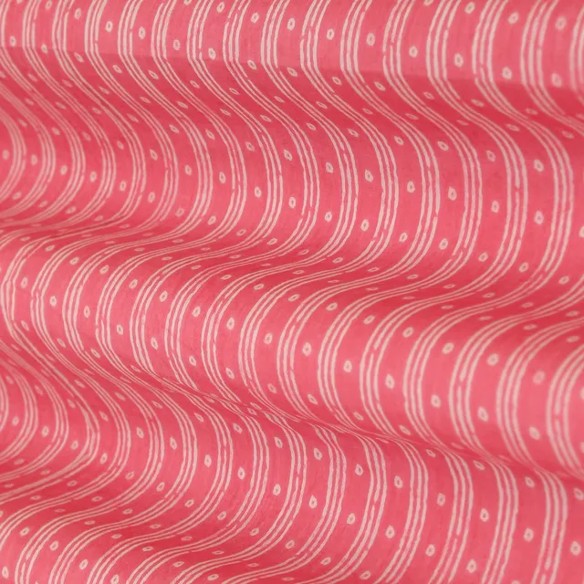 Baby Pink Print Mulmul Fabric