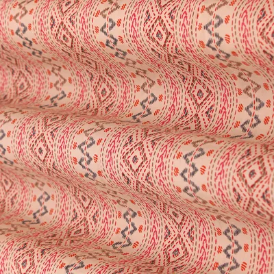 Pink Print Border Sequins Embroidery Cotton Fabric