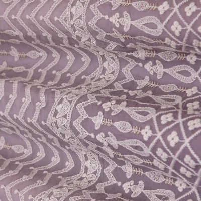 Mauve Purple Embroidery Georgette Fabric