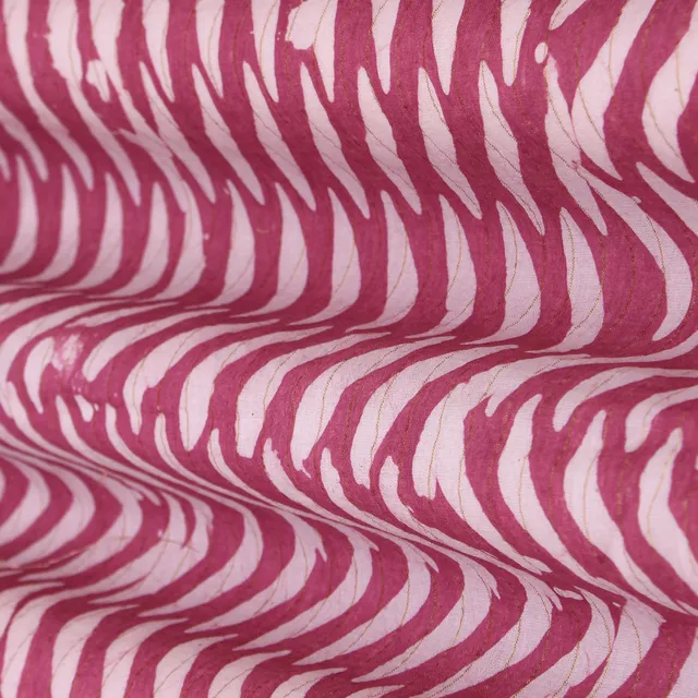 Magenta Pink Jacquard Ethnic Batik Print Cotton Fabric