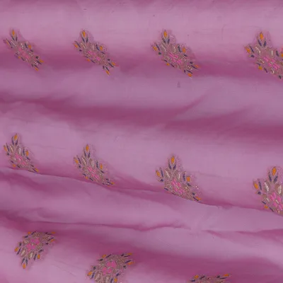 Magenta Purple Booti Embroidery Organza Fabric