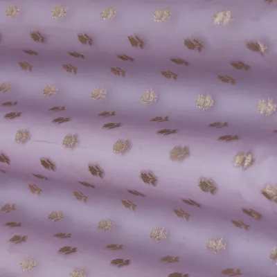 Lilac Purple Organza Booti Embroidery Fabric