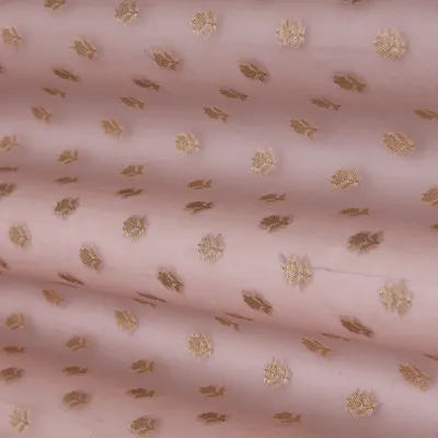 Blush Pink Organza Booti Embroidery Fabric
