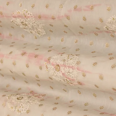 Blush Pink Booti Chanderi Embroidery Fabric
