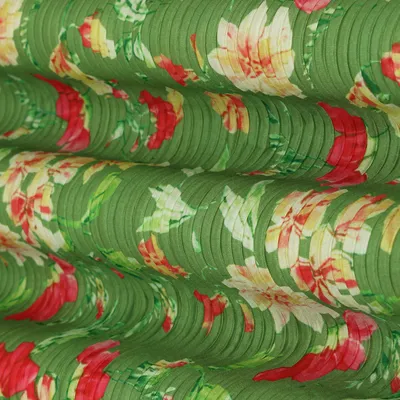 Sage Green Crush Satin Print Fabric