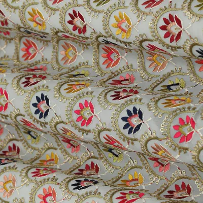 Light Grey Georgette Embroidery Fabric
