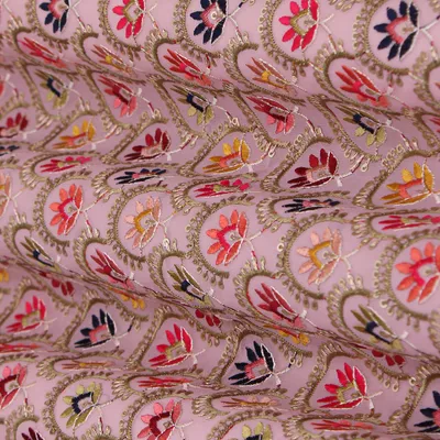 Baby Pink Georgette Embroidery Fabric