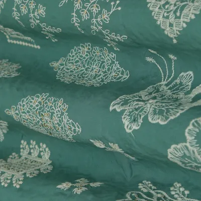 Sea Green Modal Cotton Embroidery Fabric