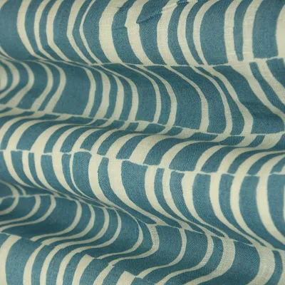 Blue Linen Print Fabric