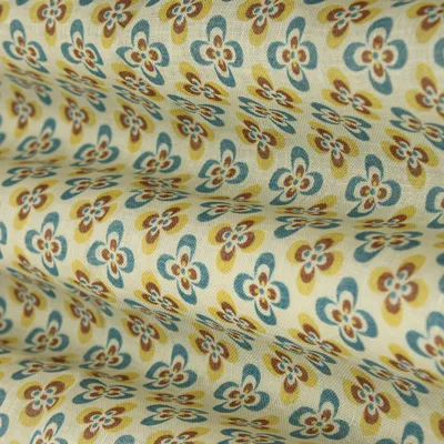 Blue Linen Print Fabric