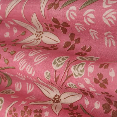 Pink Linen Print Fabric