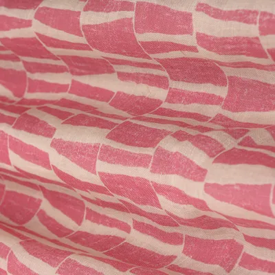 Pink Linen Print Fabric