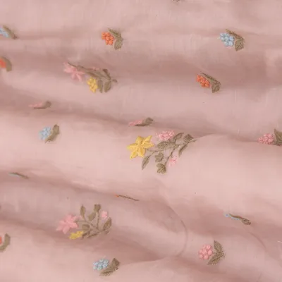 Pink Chanderi Booti Embroidery