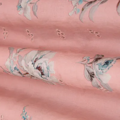 Multi colored Mull Cotton Schiffli Print Fabric
