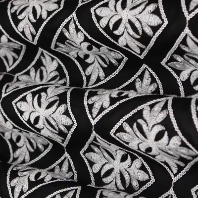 Black Georgette Embroidery Fabric