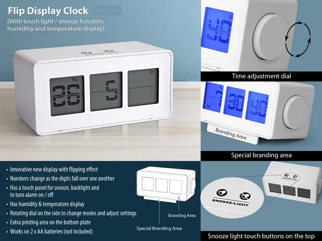 Flip Display Clock With Touch Light / Snooze Function