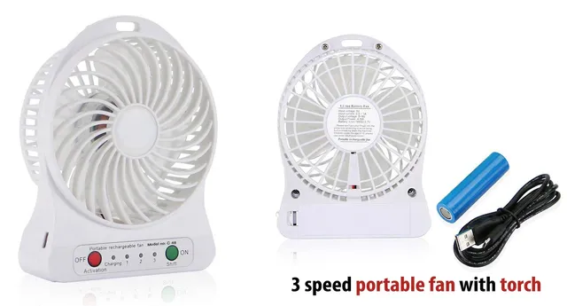 3 Speed Portable Fan With Torch
