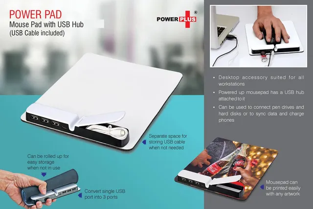 PowerPad: Mouse Pad With Usb Hub (USB Cable Included)