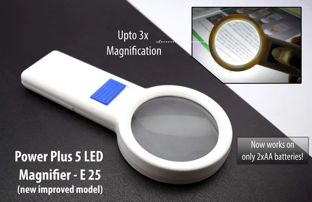 Power Plus 5 LED Magnifier (New Model) (Works On 2xAA Batteries Only)