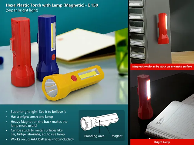 Hexa Plastic Torch With Lamp (Magnetic)