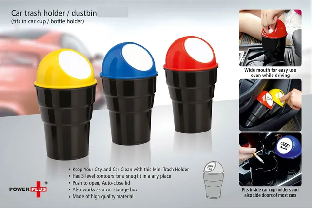Car Trash Holder / Dustbin (Fits In Car Cup / Bottle Holder)