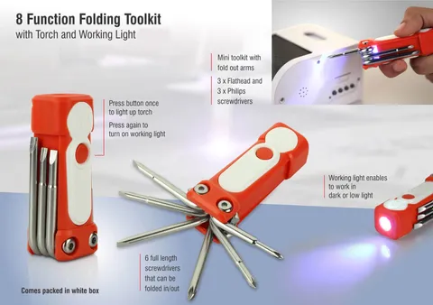 8 Function Folding Toolkit With Torch And Working Light