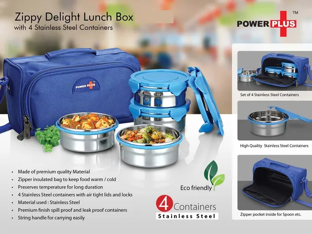 Zippy Delight: 4 Container Lunch Box (Steel Containers)