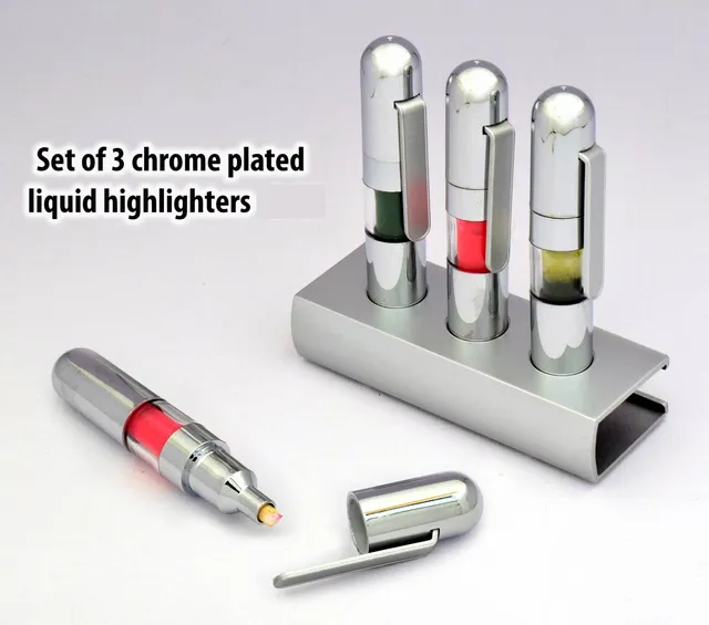 Set Of 3 Chrome Plated Liquid Highlighters