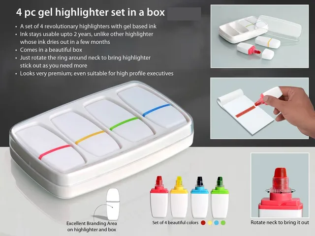 4 Pc Gel Highlighter Set In A Box