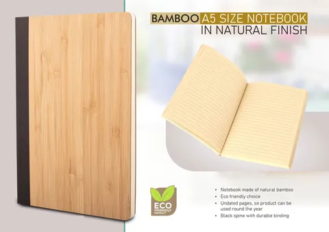 Bamboo A5 size notebook in natural finish | Undated pages