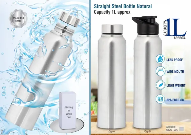 Straight Steel Bottle Natural | Capacity 750ml Approx