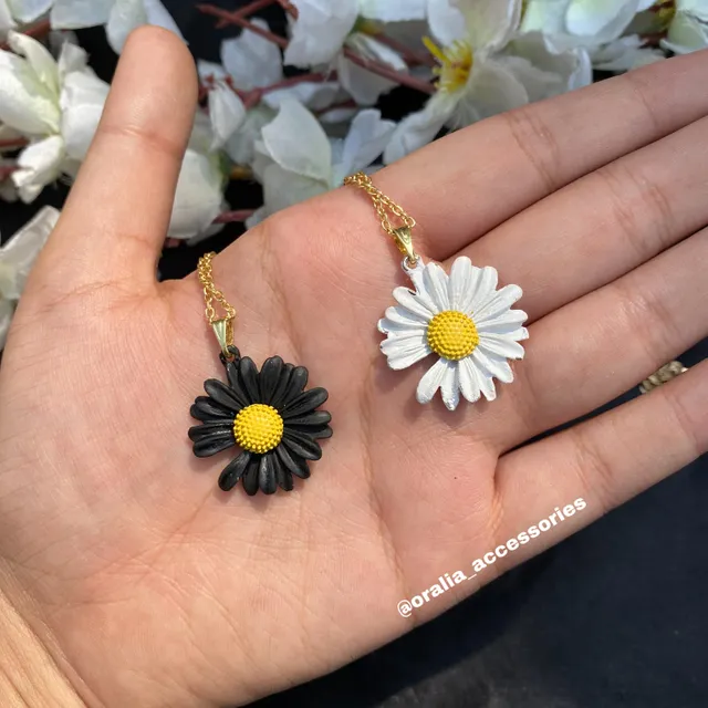 Bestfriend Black and White Sunflower Pendant Combo of 2