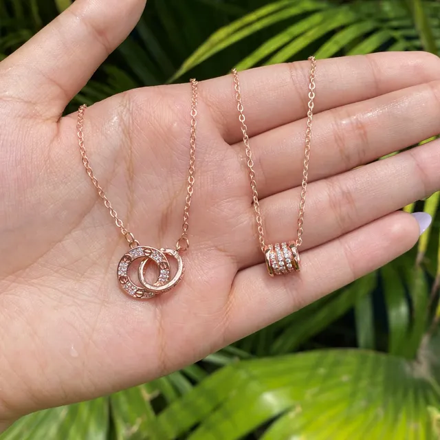Stainless Steel Circle Rose-gold Necklace