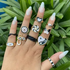 Black and White Signet Rings